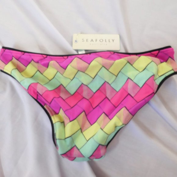 SEAFOLLY Bikini Bottom Women New US Size 6  Swimwear Beach Vibe Hipster Colorful - Picture 8 of 11